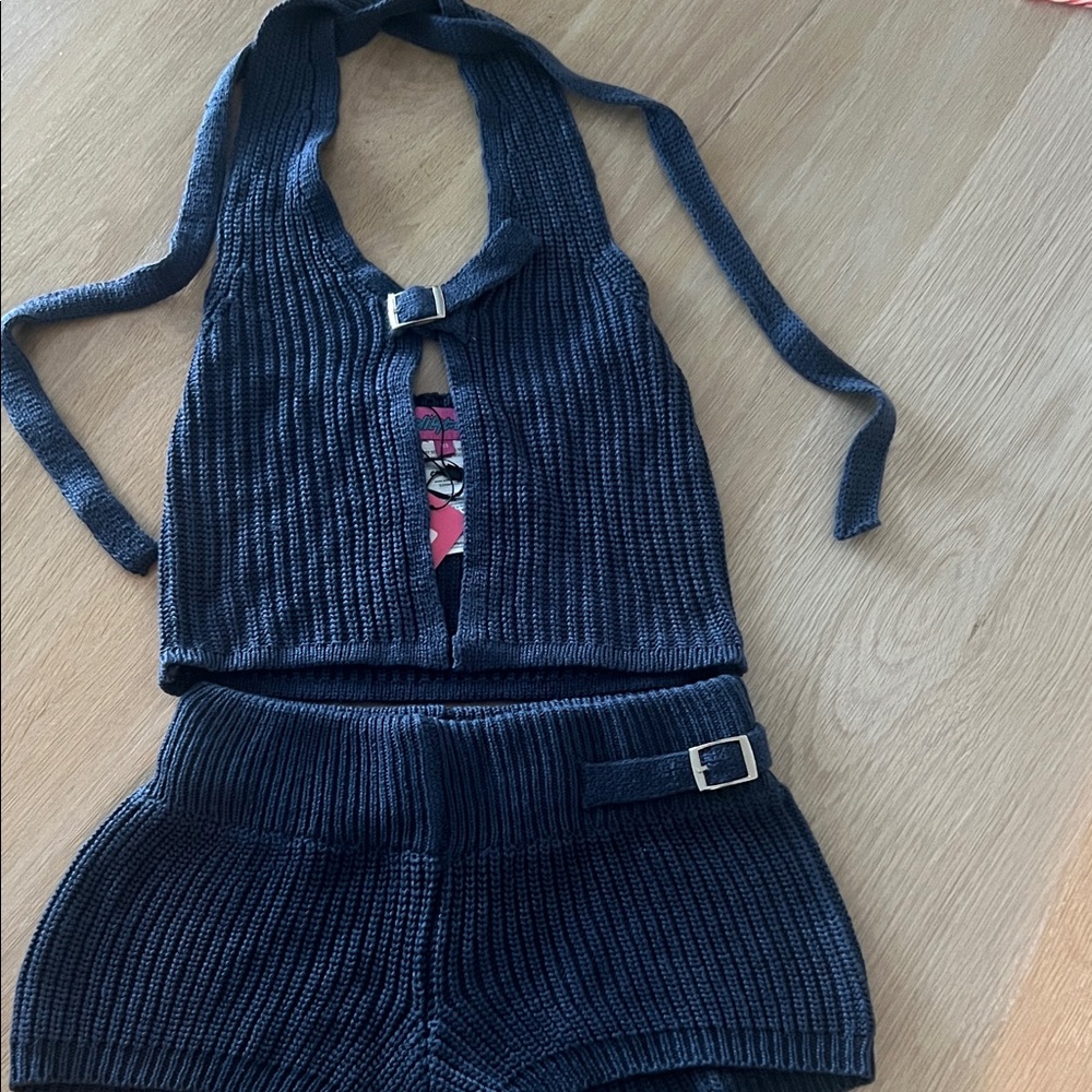Edikted Navy Knit Sweater Set